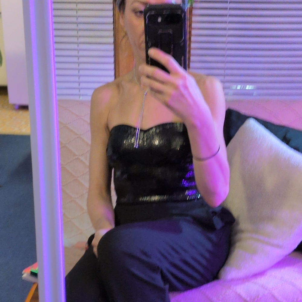 Express Black Strapless Jumpsuit